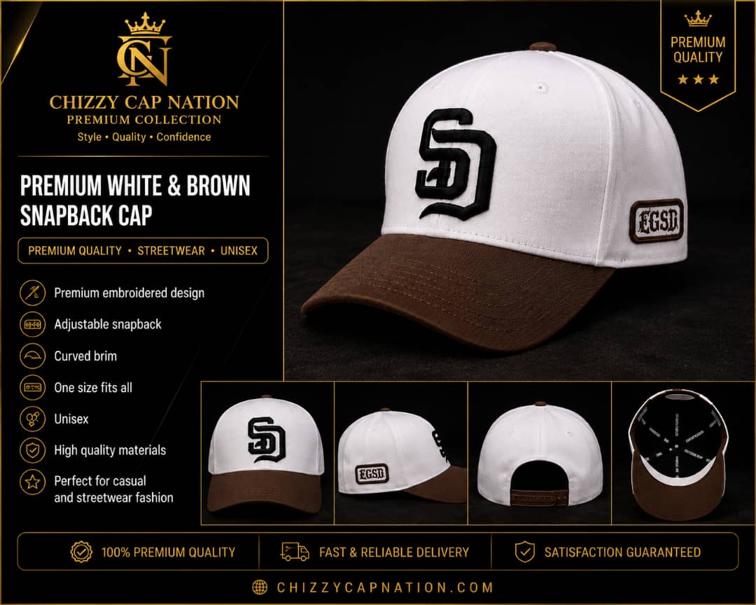 CHIZZY CAP NATION Premium White & Brown SD Snapback Cap